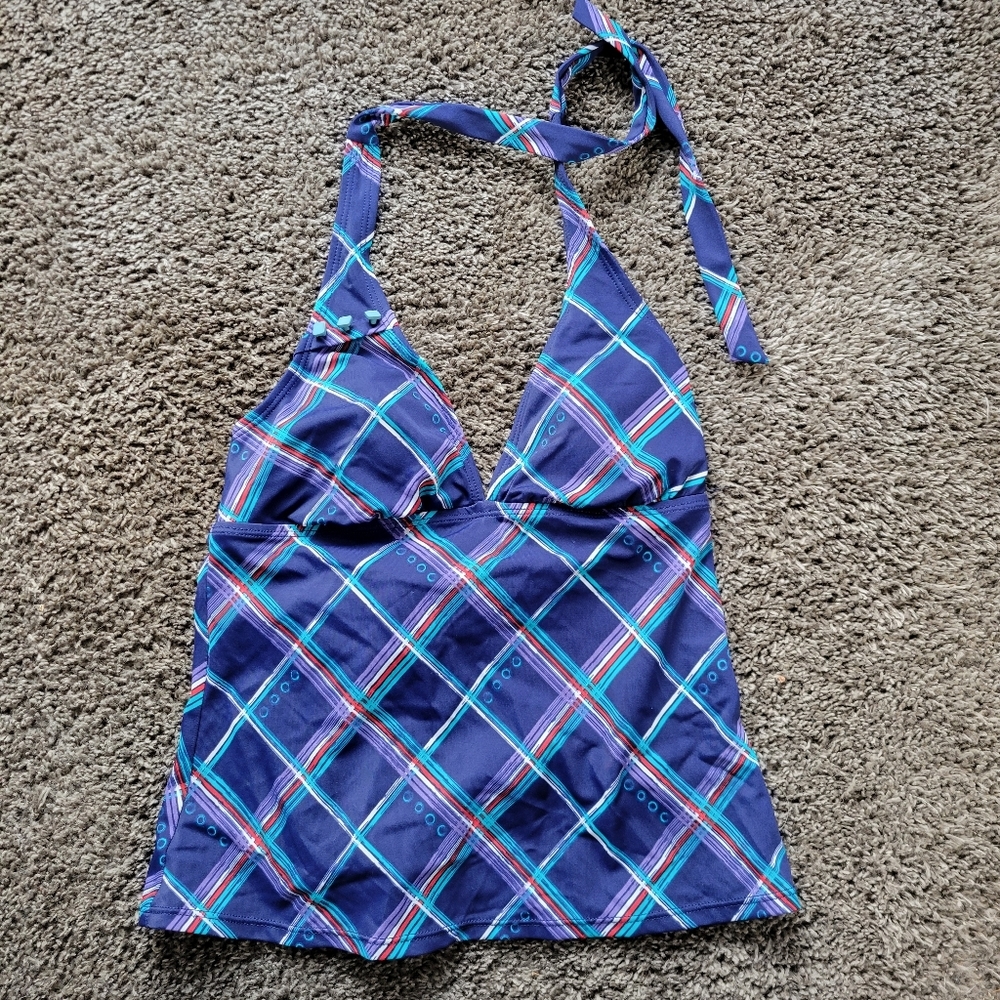 Swim Halter Top Blue White Red South Point Woman's Size 8